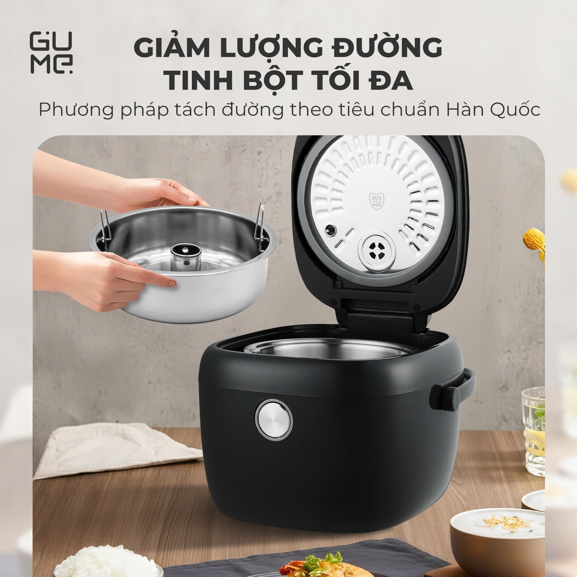 Nồi cơm điện tử ruột inox 316 Gume Hàn Quốc RC1430