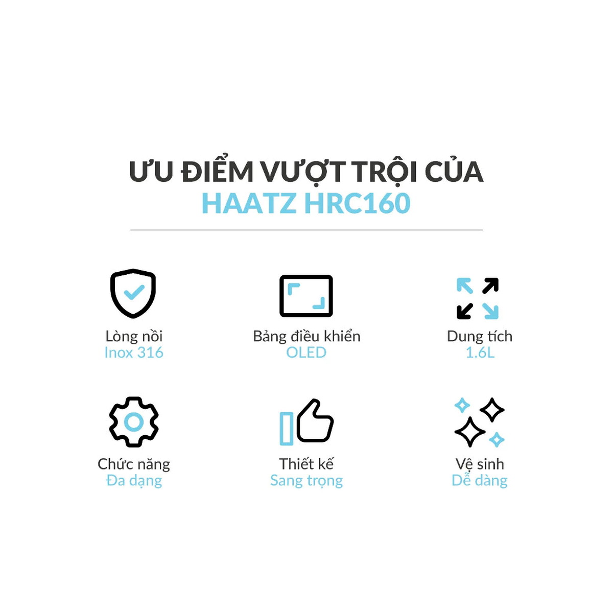 Nồi cơm điện tử giảm đường 1.6L Haatz Korea HRC160 ruột inox 316