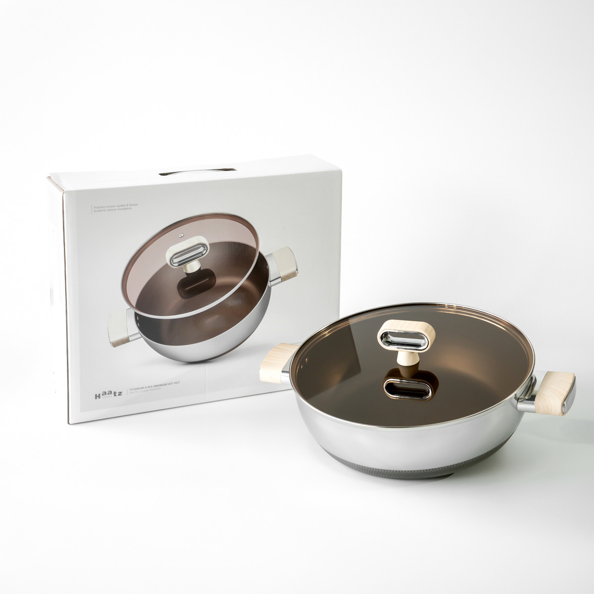 Nồi lẩu Inox 316 đúc liền 7 lớp siêu chống dính Haatz Titanium Aura 30cm