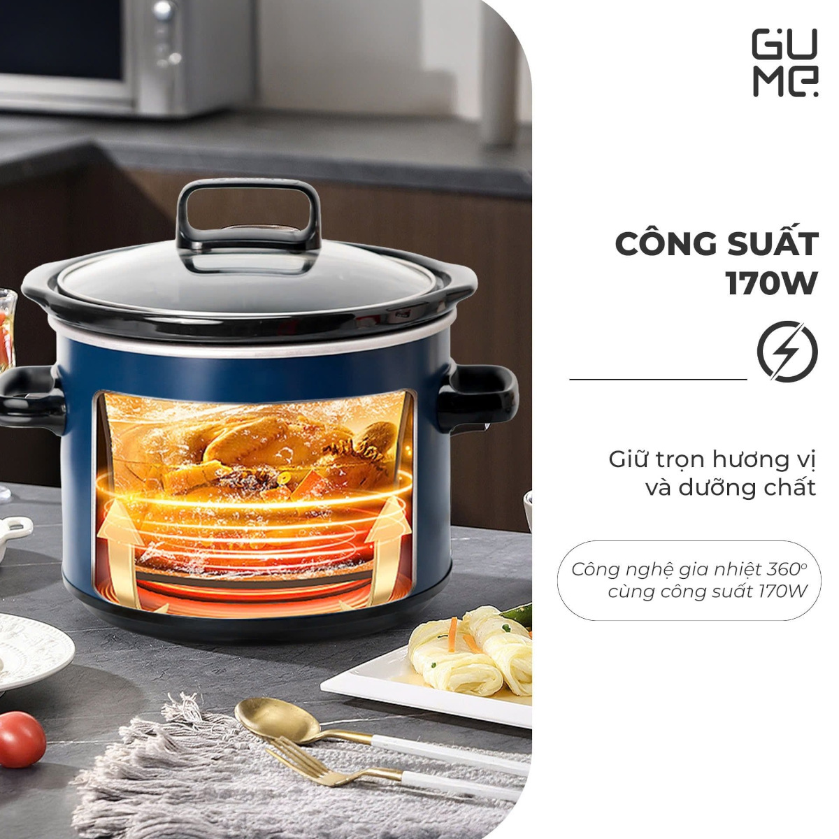 Nồi kho cá, nấu cháo chậm Gume Hàn Quốc 3L PC2303