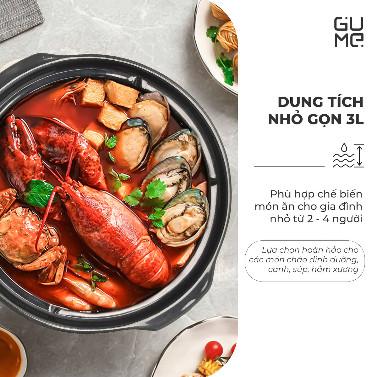 Nồi kho cá, nấu cháo chậm Gume Hàn Quốc 3L PC2303