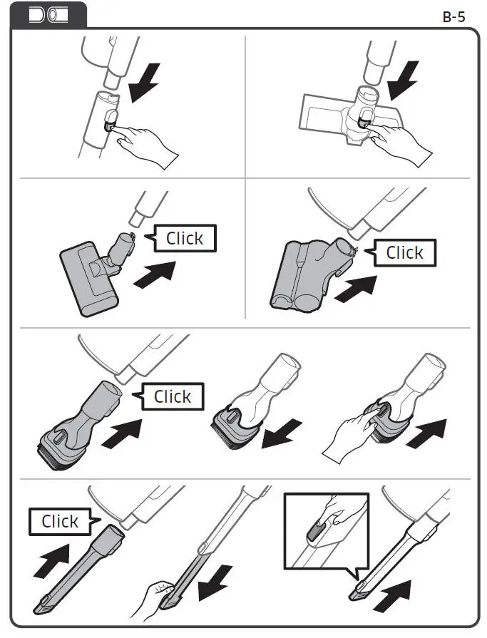 Cách tháo và lắp các khớp nối ống hút, đầu hút bụi