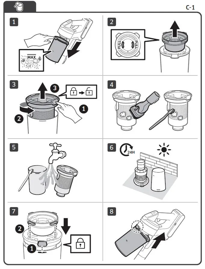 Vệ sinh hộp chứa bụi