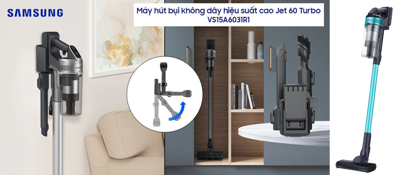 Hướng dẫn sử dụng và cách sạc pin Máy hút bụi không dây SAMSUNG JET™ VS15A6031R1/SV