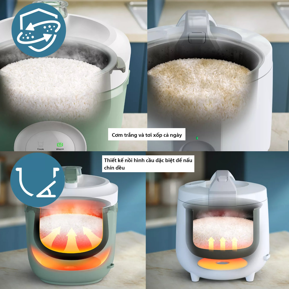 Nồi cơm điện 3D nắp gài Philips 1.8 lít HD3212/32