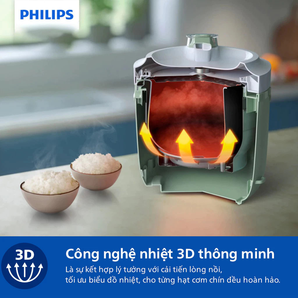 Nồi cơm điện 3D nắp gài Philips 1.8 lít HD3212/32