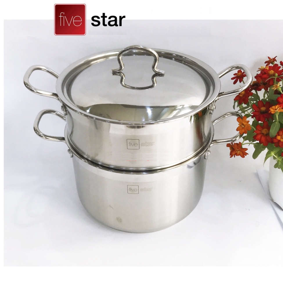 Bộ nồi xửng hấp Inox 3 đáy Fivestar 30cm nắp inox, bảo hành 60 tháng chính hãng