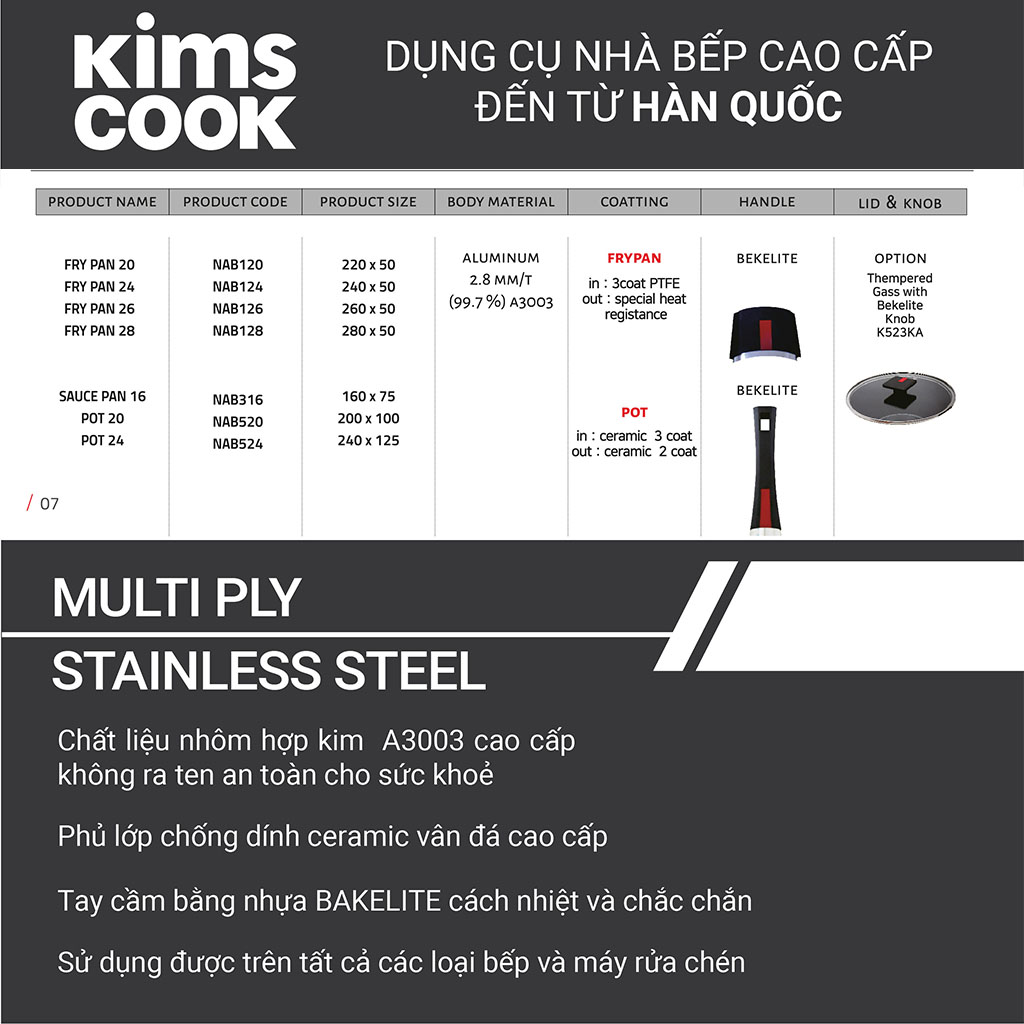 Quánh chống dính 2 mặt Kims Cook Next Style 16cm đáy từ