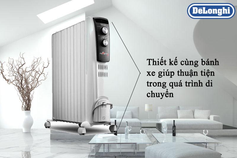 Máy sưởi dầu 10 thanh Delonghi TRD4 1025 max 2500W