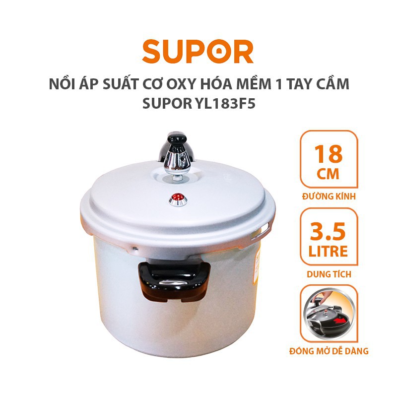 Nồi áp suất cơ dùng được bếp từ 18cm Supor YL183F5 dung tích 3.5 lít