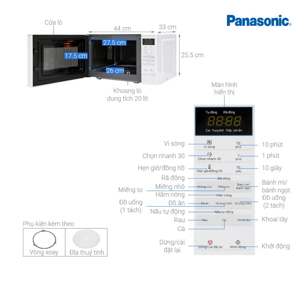 Lò vi sóng Panasonic NN-ST25JWYUE 20 lít