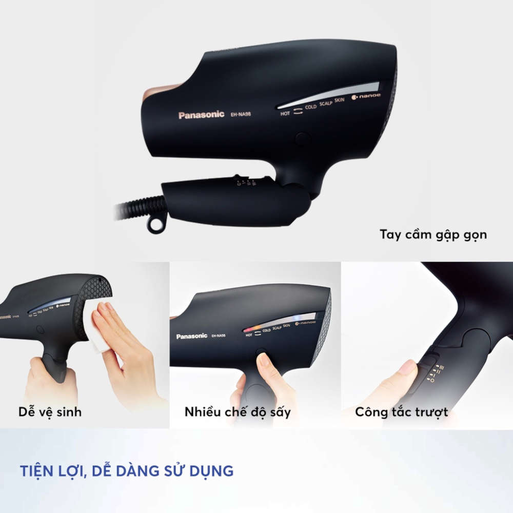 Máy sấy tóc Nanoe dưỡng ẩm, chăm sóc tóc Panasonic EH-NA98-K645