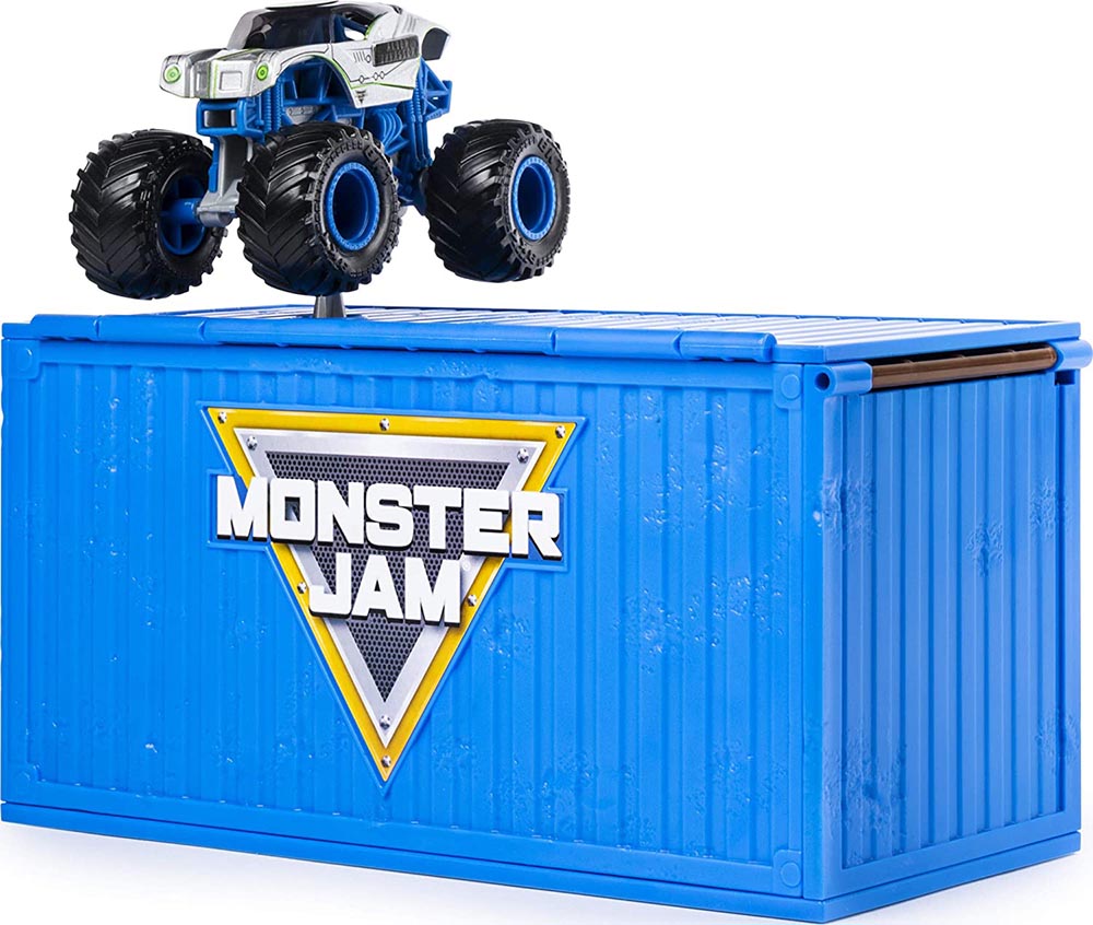 Bộ xe tải mô hình Monster Jam True Metal Alien Invasion nhào lộn vượt Container