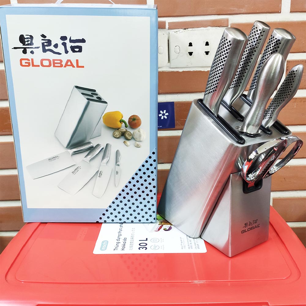 Bộ dao, kéo và thanh liếc 7 món nhà bếp cao cấp Global Yoshikin Nhật Bản