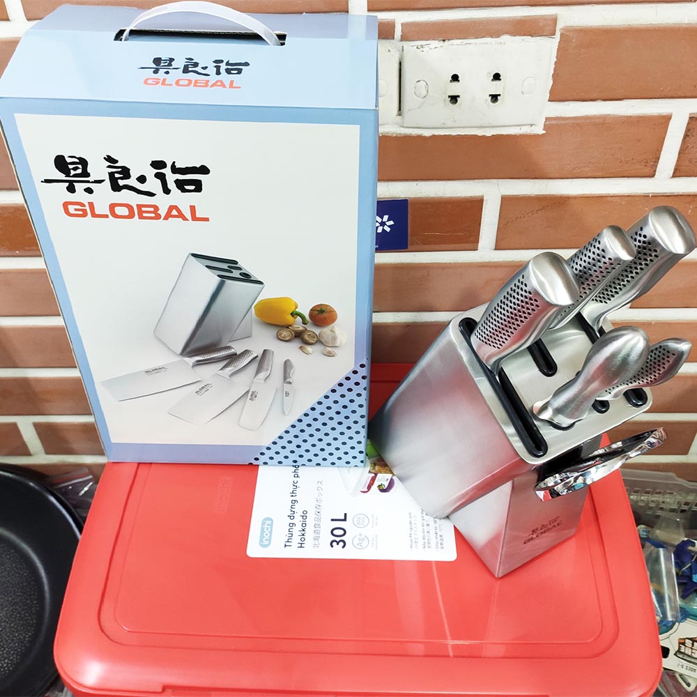 Bộ dao, kéo và thanh liếc 7 món cao cấp Global Yoshikin