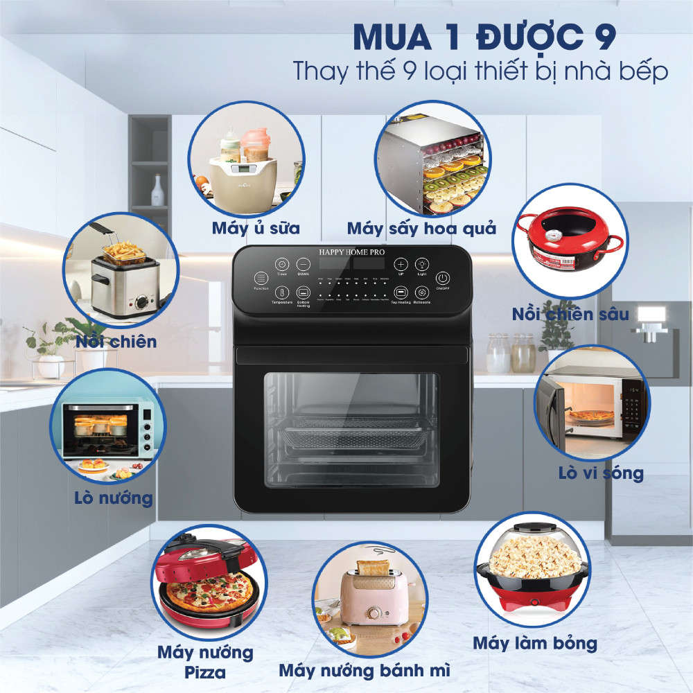 Nồi chiên không dầu điện tử Happy Home Pro 21S01 dung tích 15 lít