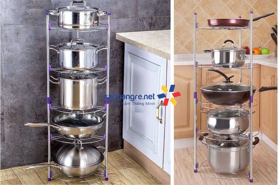 Giá để xoong nồi Inox 3 tầng thông minh Kalpen