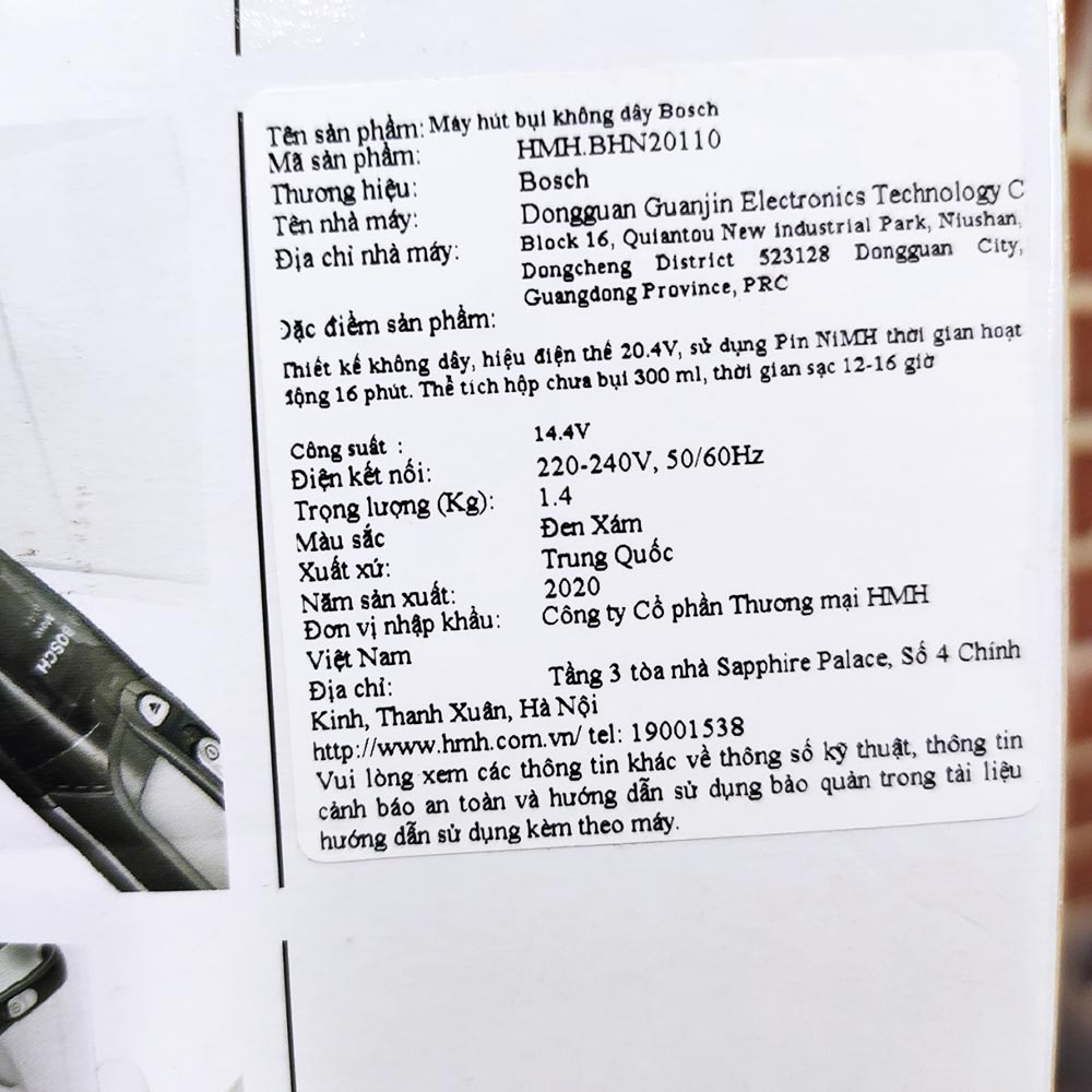 Máy hút bụi cầm tay Bosch BHN20110 công nghệ Air Clean
