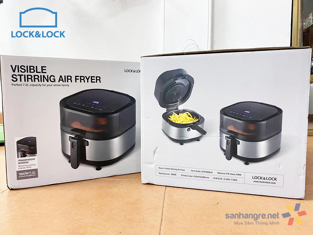 Nồi chiên không dầu Lock&Lock Visible Stirring Air Fryer 7.2 lít EJF596BLK