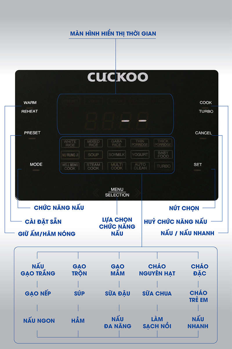 Nồi cơm điện tử Cuckoo 1.8 lít CR-1020F