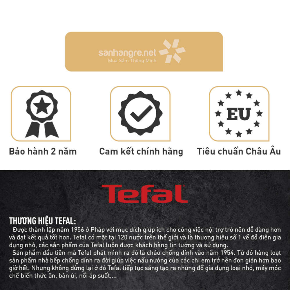 Chảo chiên rán chống dính Tefal Unlimited G2550602 size 28cm - Made in France
