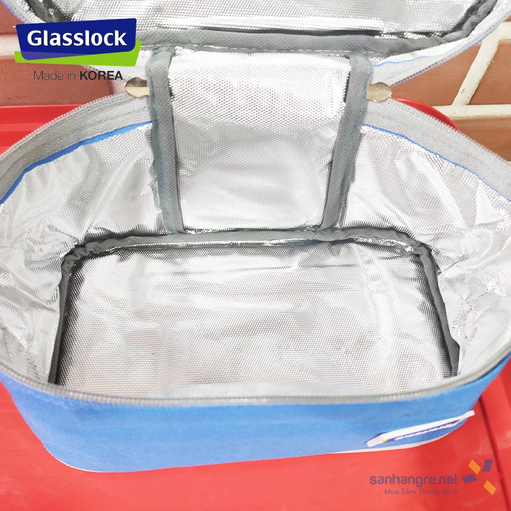 Túi giữ nhiệt hình chữ nhật Glasslock màu xanh size 23x15x14cm