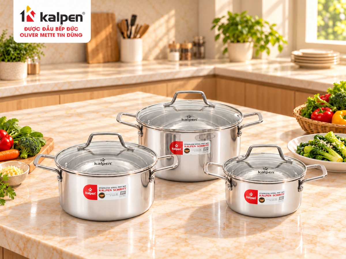 Kalpen có tốt không? Bộ 3 nồi Inox cao cấp Kalpen