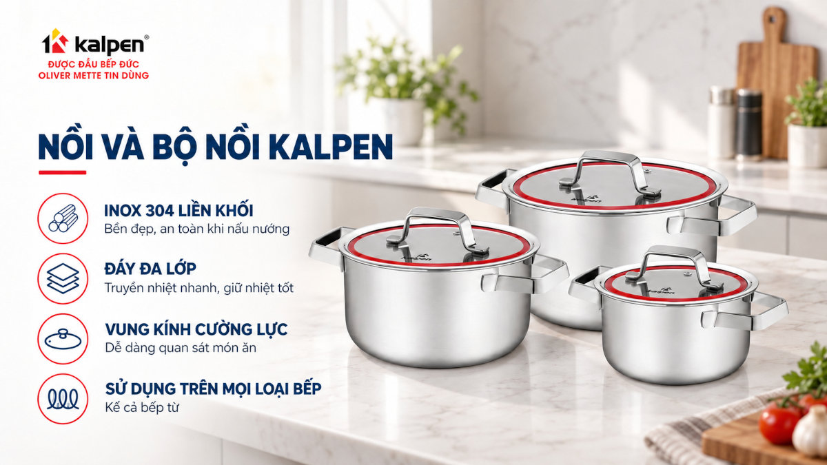 Kalpen có tốt không? Bộ 3 nồi Inox cao cấp Kalpen EM1 | Sanhangre