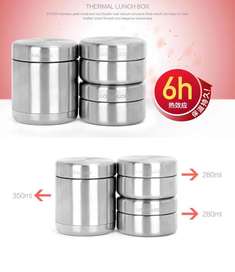 Bộ Hộp Cơm Inox Lock&Lock Thermal LunchB Box LHC8016