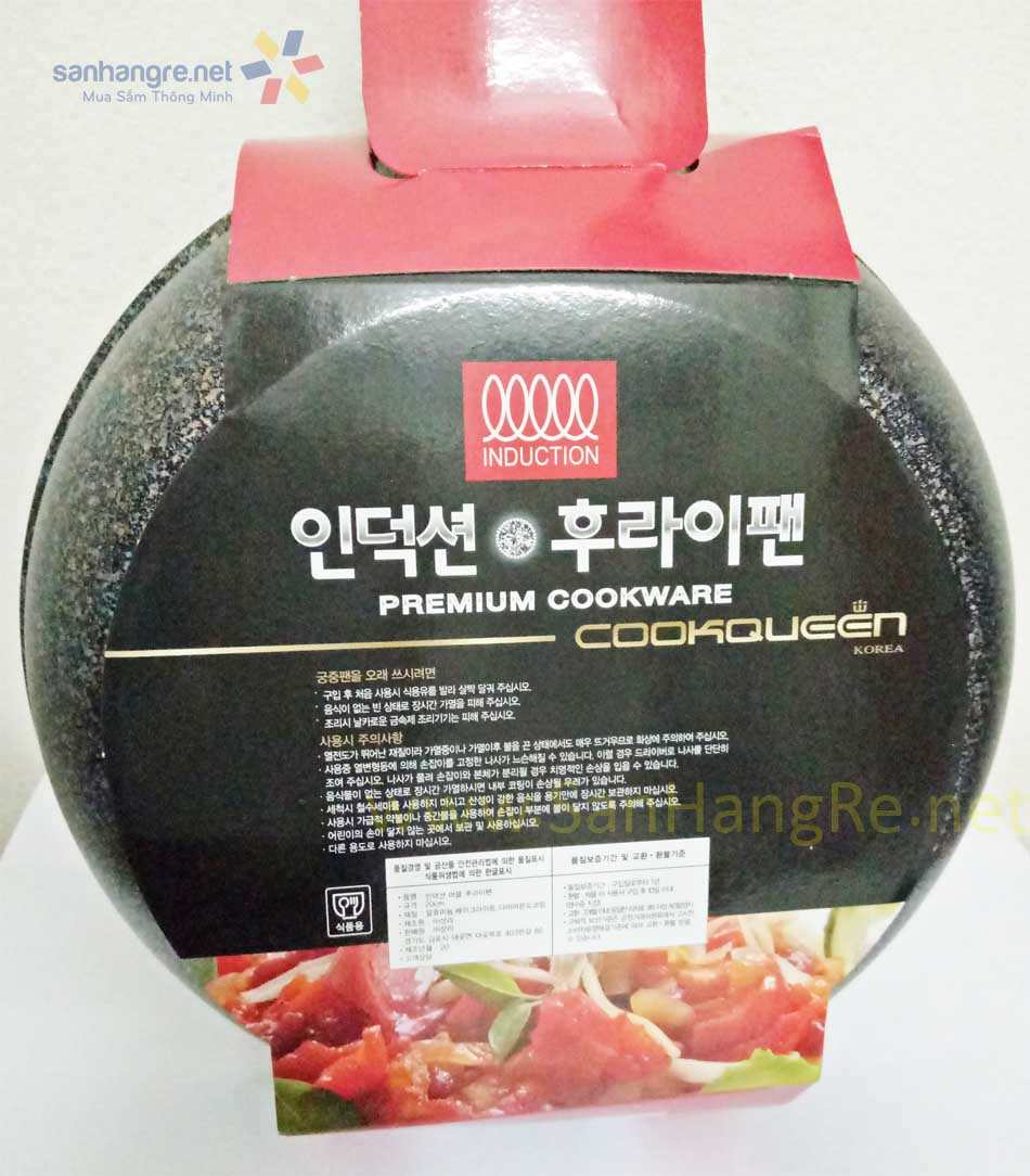 Chảo vân đá chống dính 24cm Cookqueen Hàn Quốc dùng bếp từ