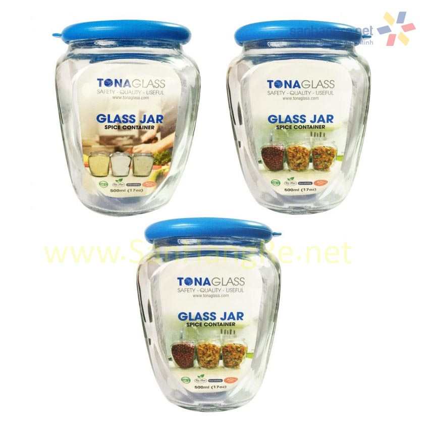 Bộ 3 hũ thủy tinh đựng gia vị TonaGlass 500ml