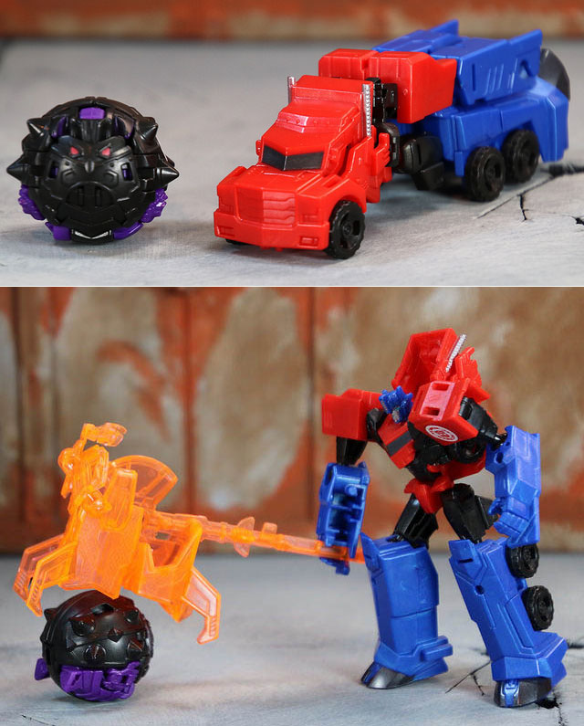Transformers Robots in Disguise Decepticon Hunter Optimus Prime vs Decepticon Bludgeon