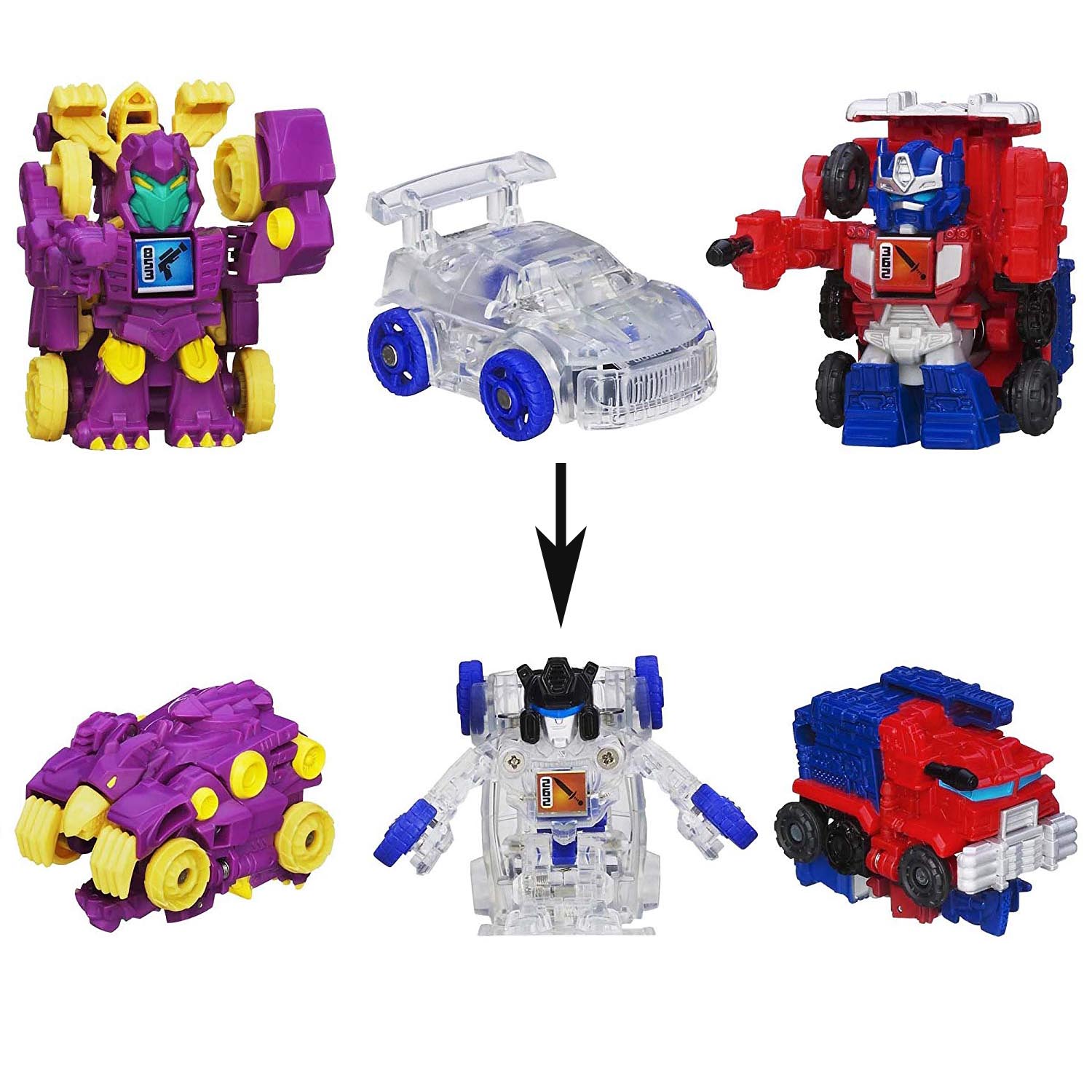 đồ chơi Robot Transformer Mini Bot Shots - Cindersaur, Optimus Prime và Autobot Jazz
