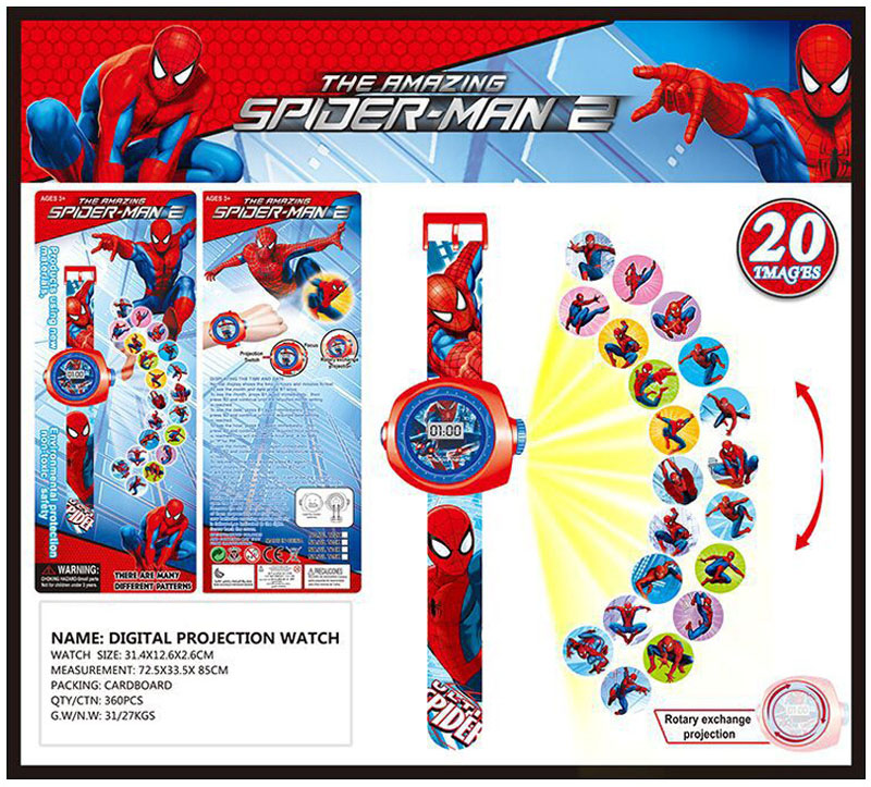 Đồng hồ điện tử đeo tay chiếu hình 3D WLT22K Người Nhện Spider Man
