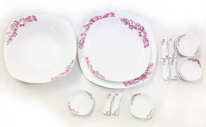 Bộ bát đĩa hoa đào Nhật Bản quà tặng Sony