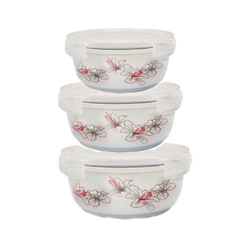 Bộ 3 thố gốm sứ cao cấp Hoa Ly Food Container DongHwa B1505S3