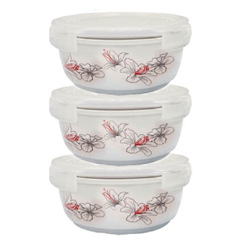 Bộ 3 thố gốm sứ cao cấp Hoa Ly Food Container DongHwa 500ml
