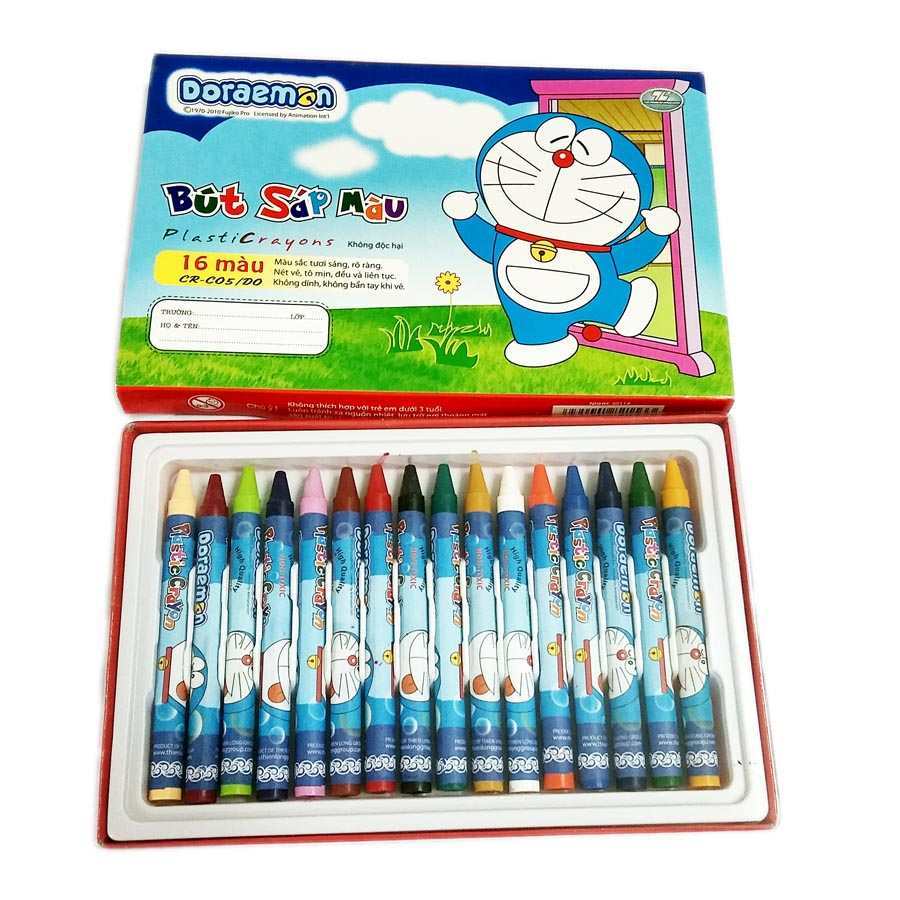Bộ 3 thứ tô màu sáp 16 màu Doraemon, hình vẽ và ghép hình thú