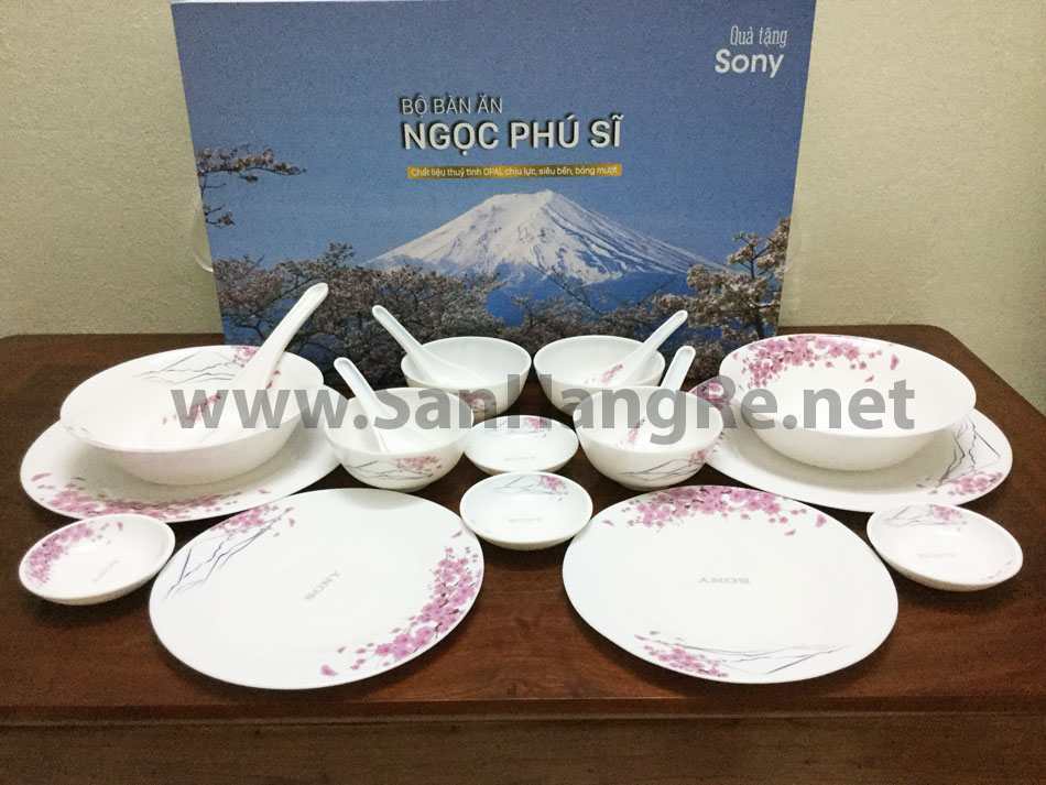 Bộ 19 món bát đĩa thìa Ngọc Phú Sĩ hoa đòa Nhật Bản - Sony Salsa OP21916