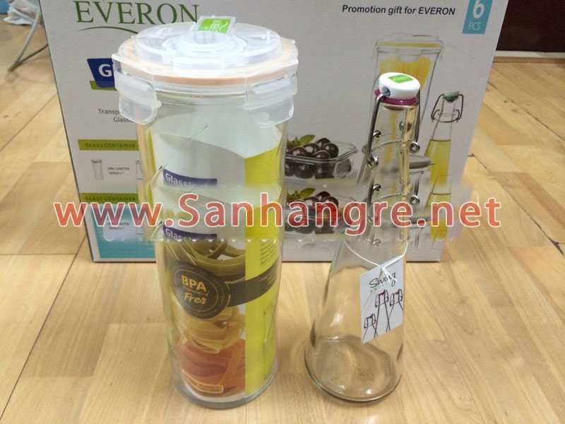 bộ 6 món thủy tinh cao cấp glasslock quà tặng từ everon