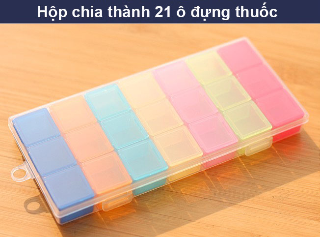 Hộp chia thuốc 7 ngày 21 ô tháo rời KM-2038 hàng Nhật
