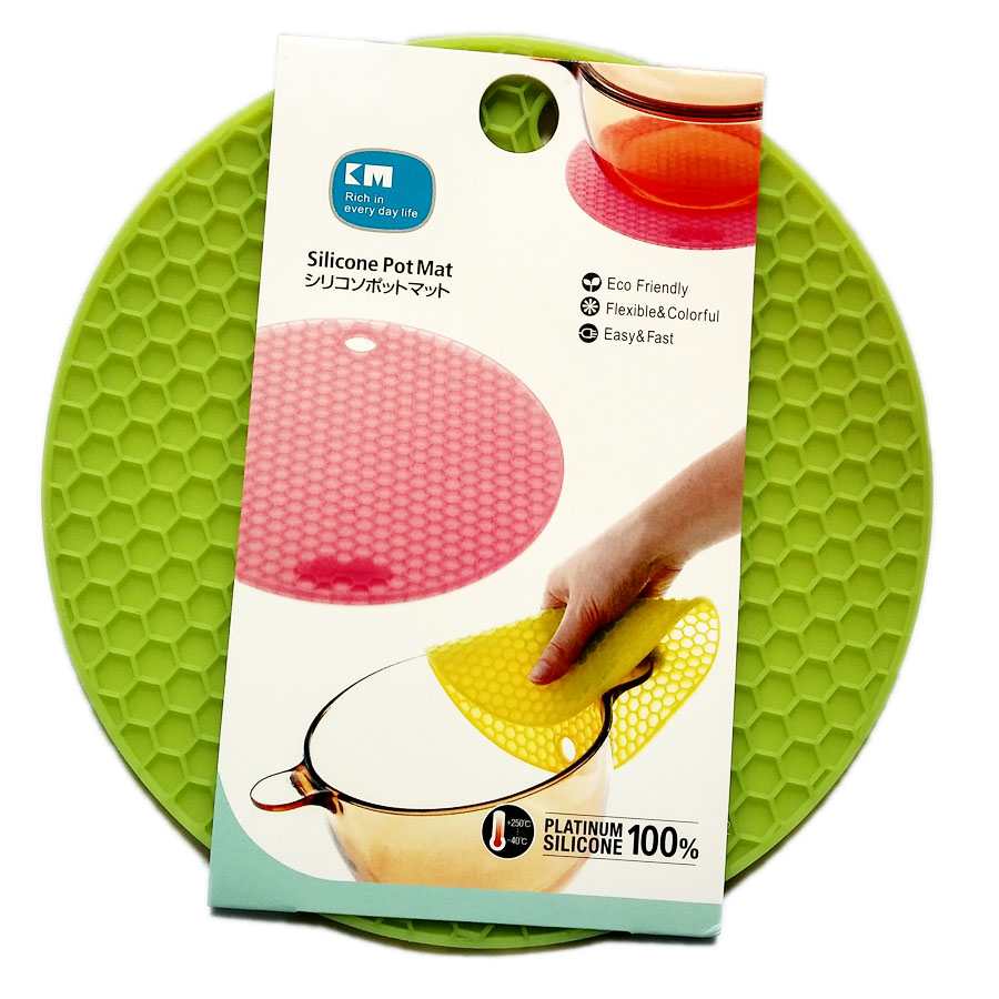 Miếng lót nồi Silicone uốn dẻo đa năng vân tổ ong KM-1296 hàng Nhật 