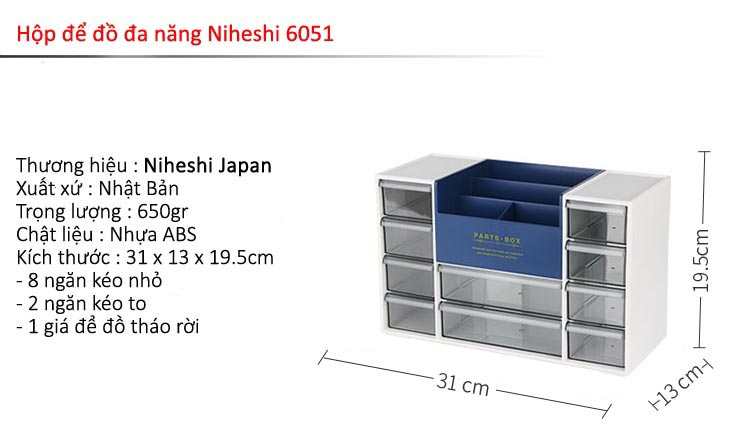 Hộp để đồ đa năng Niheshi 6051D hàng Nhật 