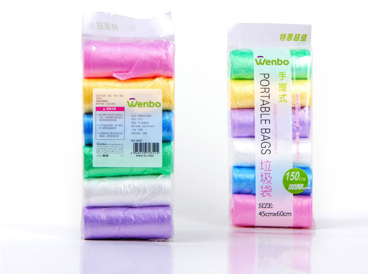 Bộ 6 cuộn 150 túi đựng rác siêu dai Wenbo 0351 (6 màu)