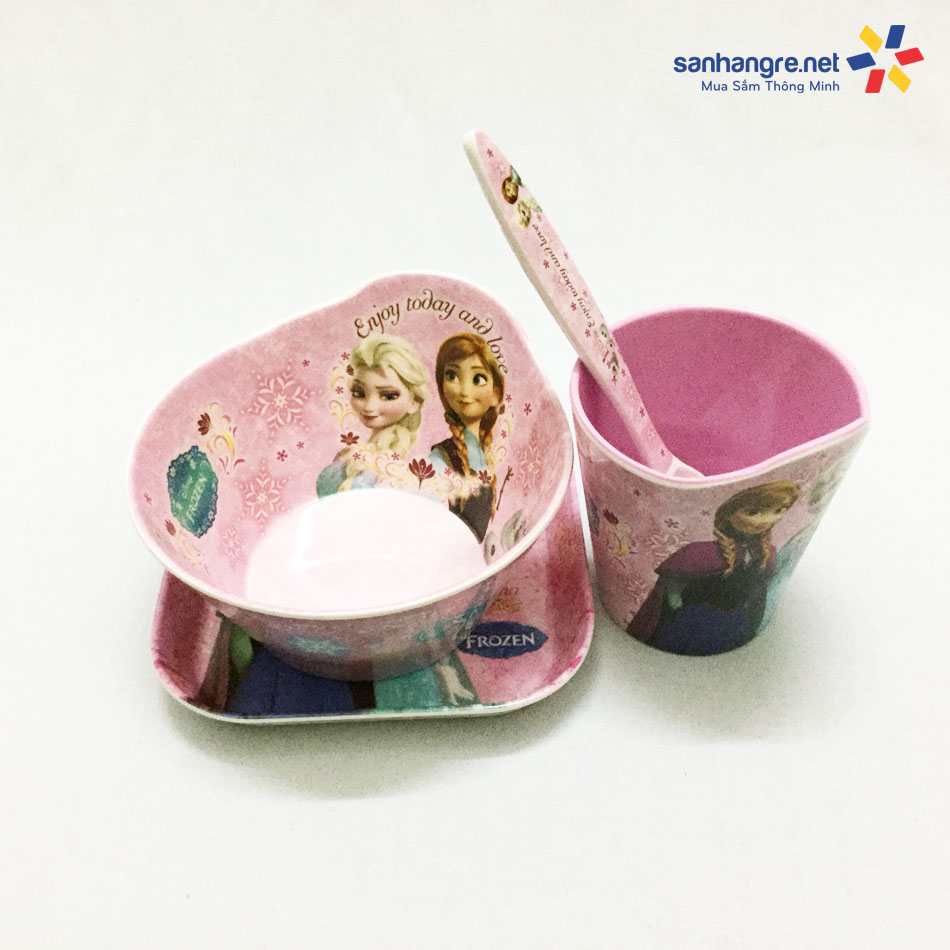 Bộ đồ dùng ăn hình Elsa và Anna cho bé hàng xuất Nhật