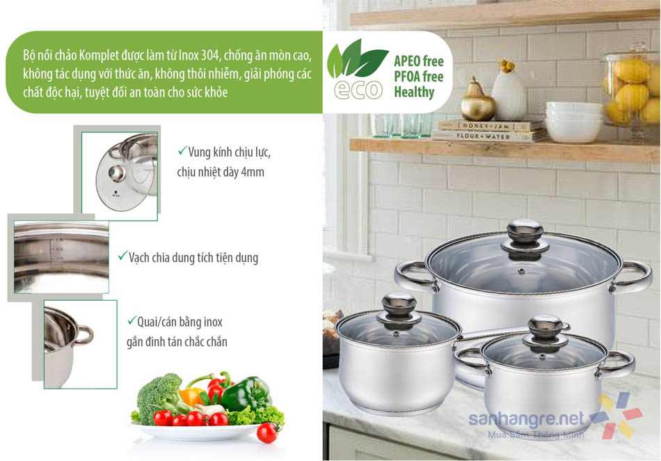 Bộ 5 nồi và chảo inox cao cấp Elmich Komplet EL3112