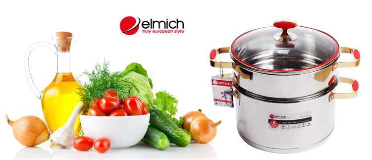 Bộ nồi xửng hấp Elmich inox 304 Red Velvet 28cm EL0979