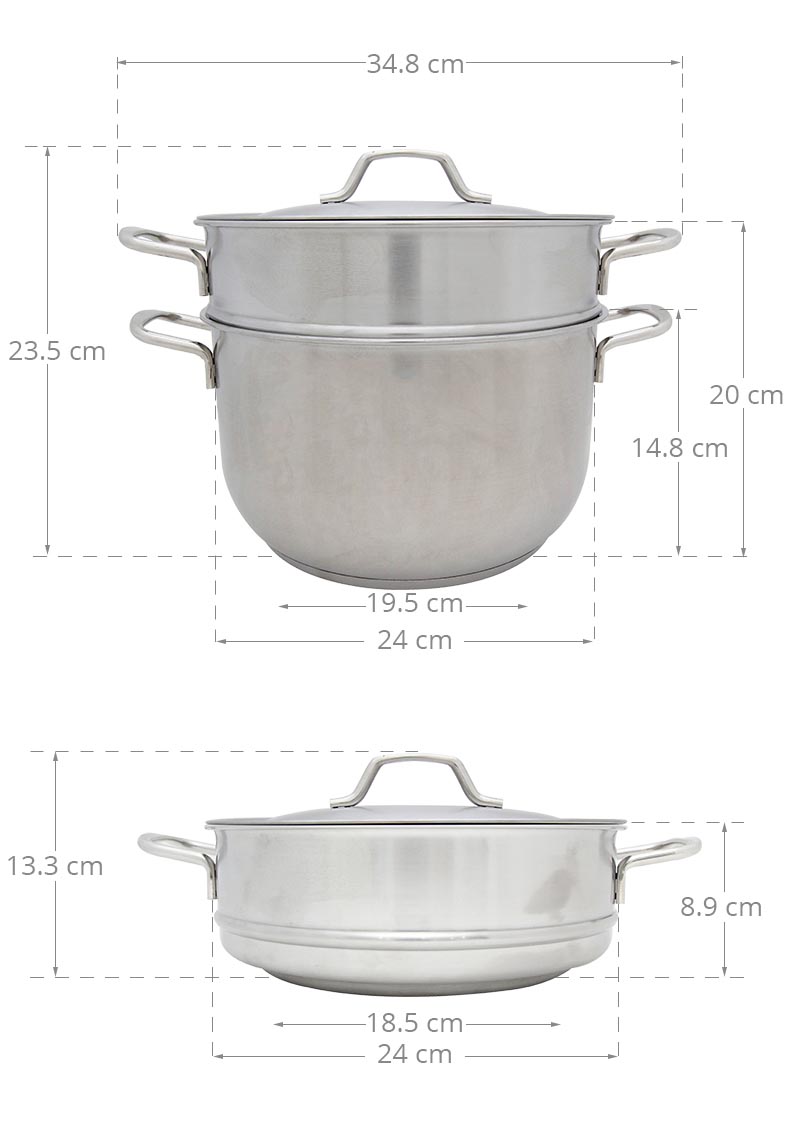 Bộ nồi hấp Inox Fivestar 24cm dùng được cho bếp than, bếp điện, bếp gas và bếp từ.