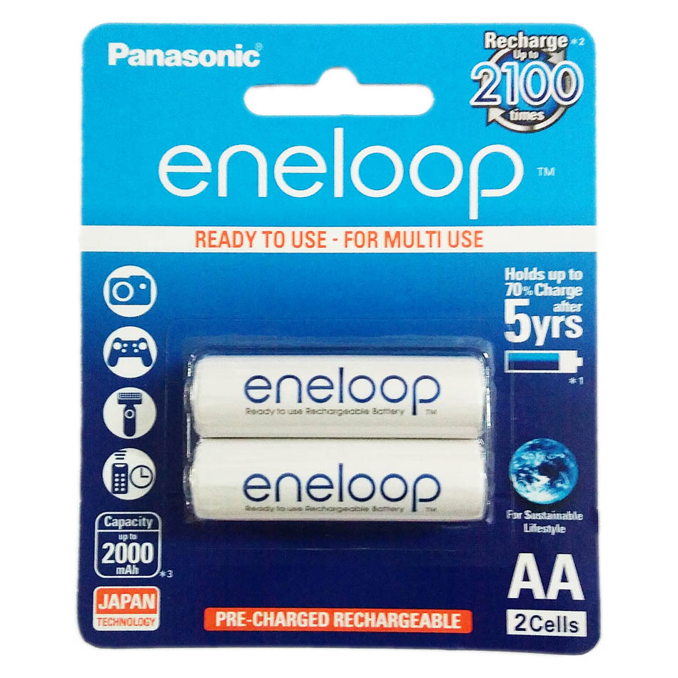 Vỉ 2 Pin sạc AA Panasonic Eneloop 2000mAh BK-3MCCE/2BT
