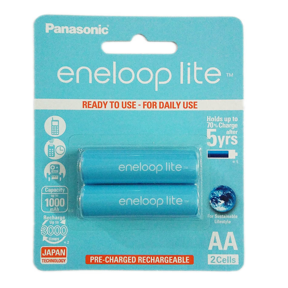 Vỉ 2 pin sạc AA Panasonic Eneloop Lite 1000mAh BK-3LCCE/2BT